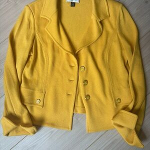 St. John Bright Yellow Button-Front Blazer Jacket